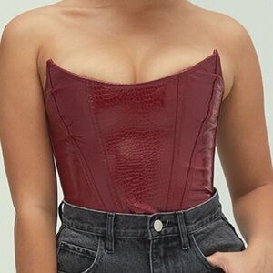 Mistress Rocks Duchess Wine Leather Top Size S